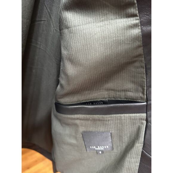 Ted Baker London Mens Ovine Leather CARVE Biker Jacket Black Sz 5 XL $1095 - Picture 6 of 15